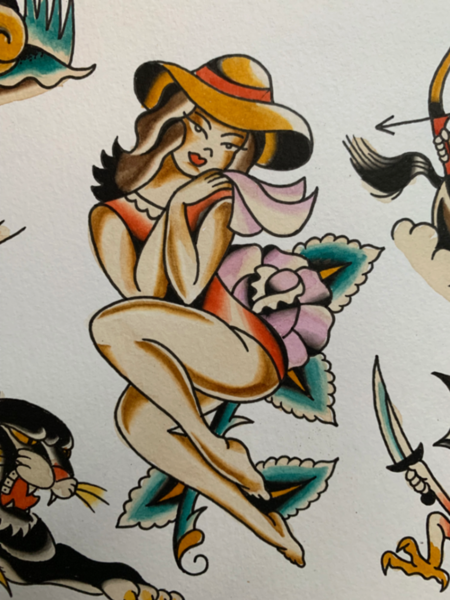 Chica sobre rosa tradicional - Imagen 1