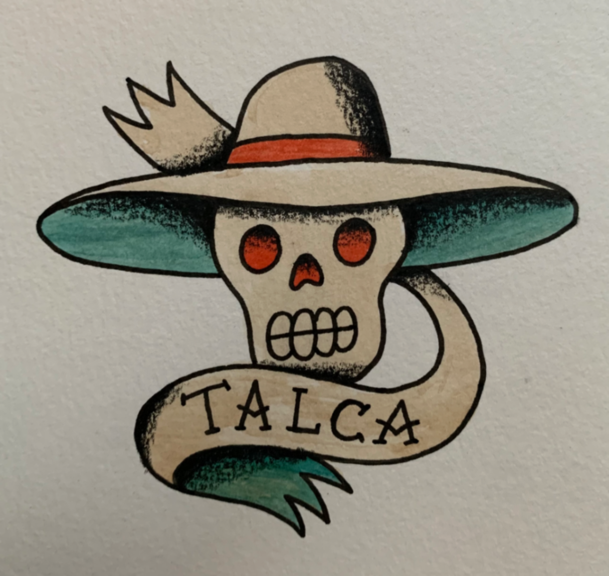 Calavera con chupalla y listón - Imagen 1