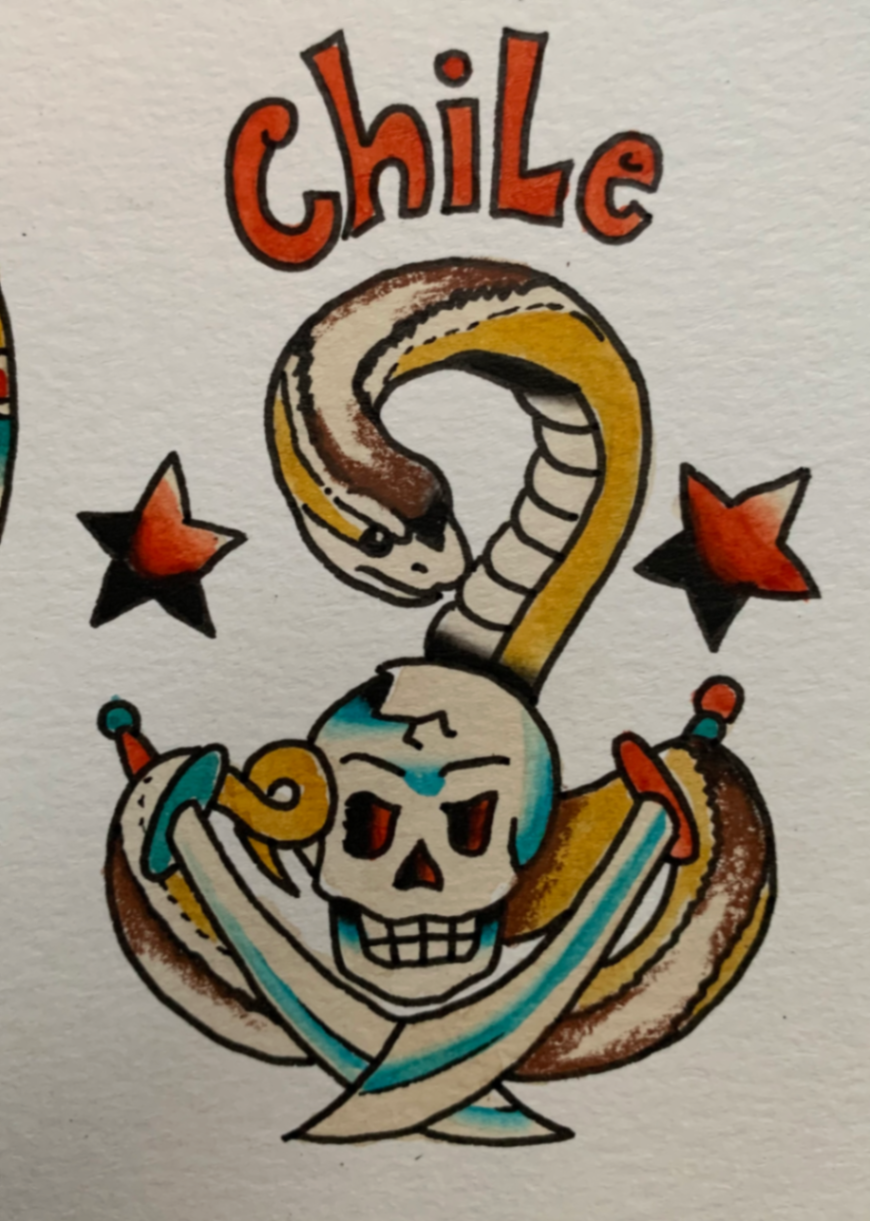 Serpiente chilena con sables y calavera - Imagen 1