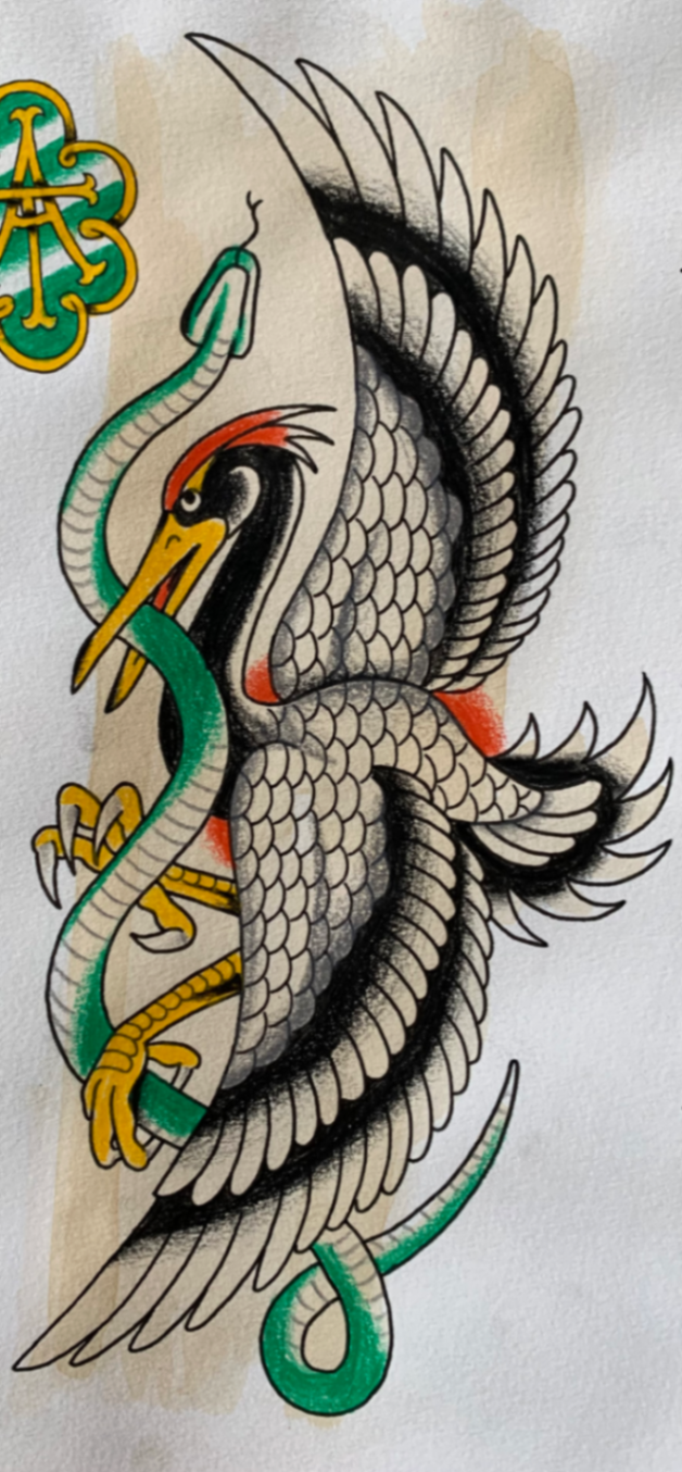 Grulla con serpiente - Imagen 1