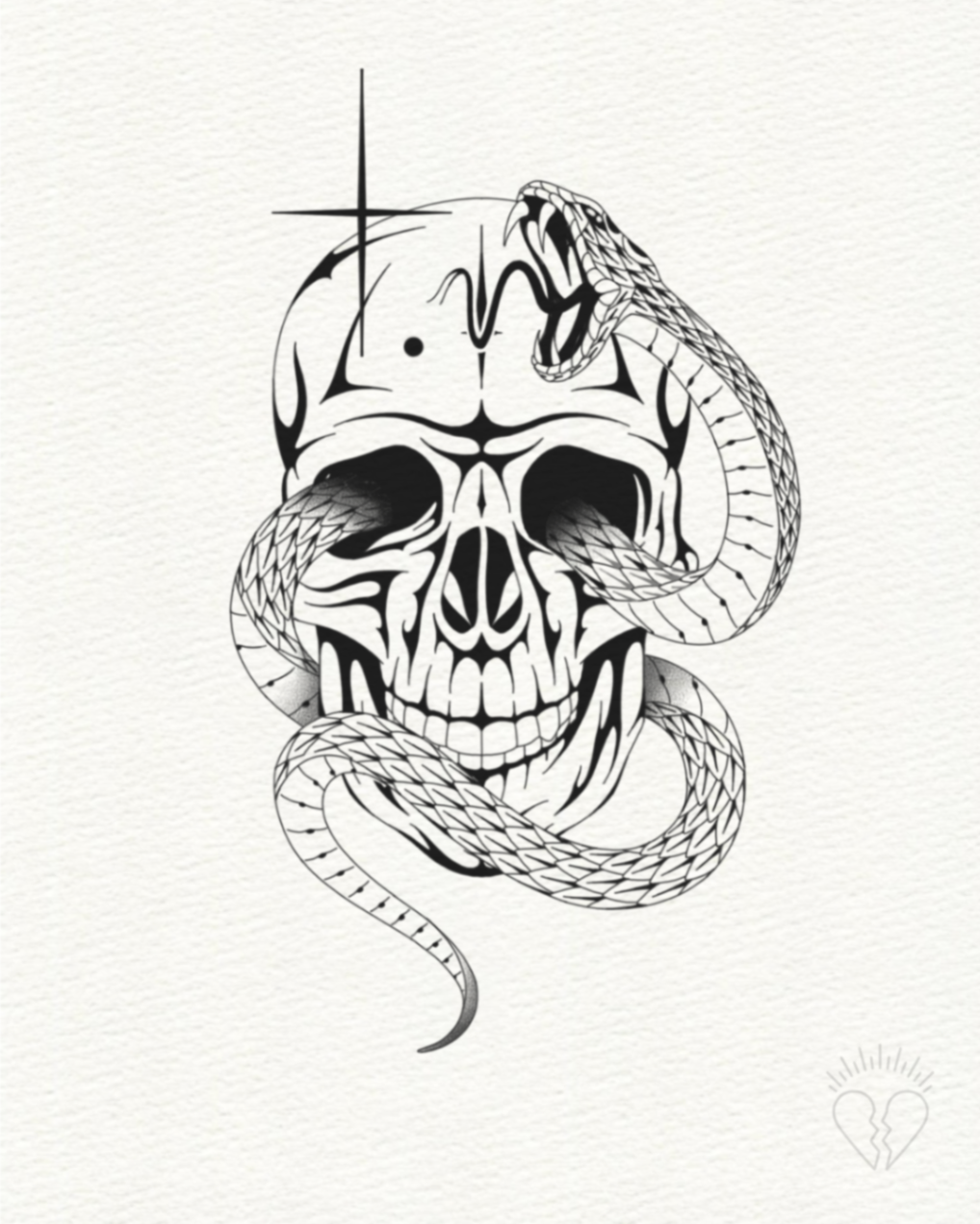 Cráneo y serpiente