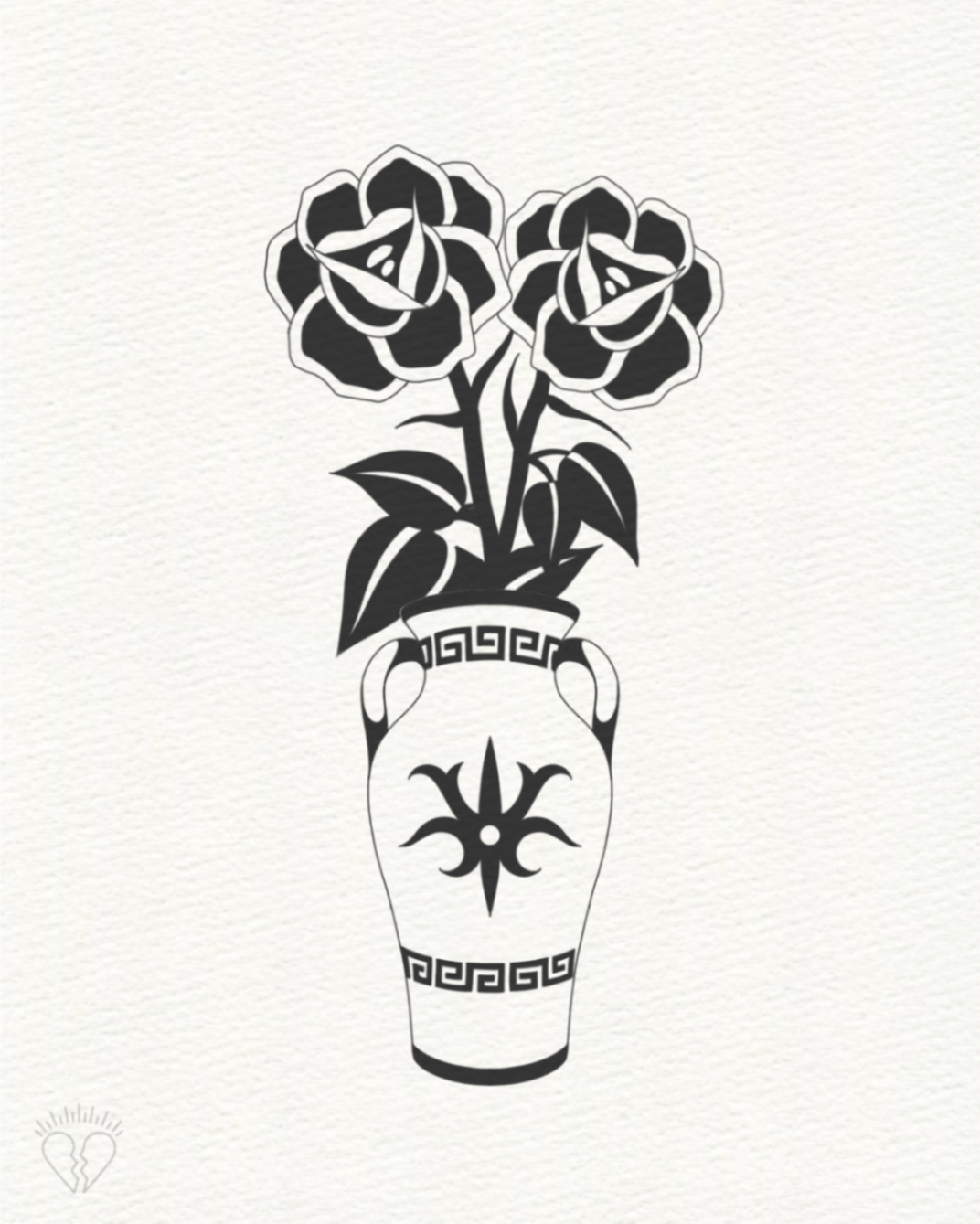 Florero y rosas