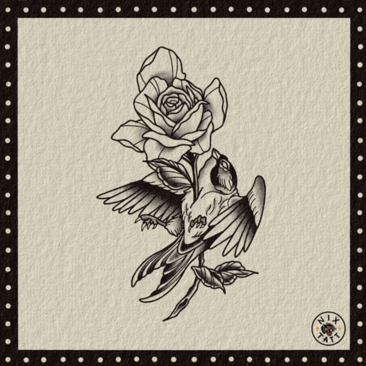 Pájaro y Rosa