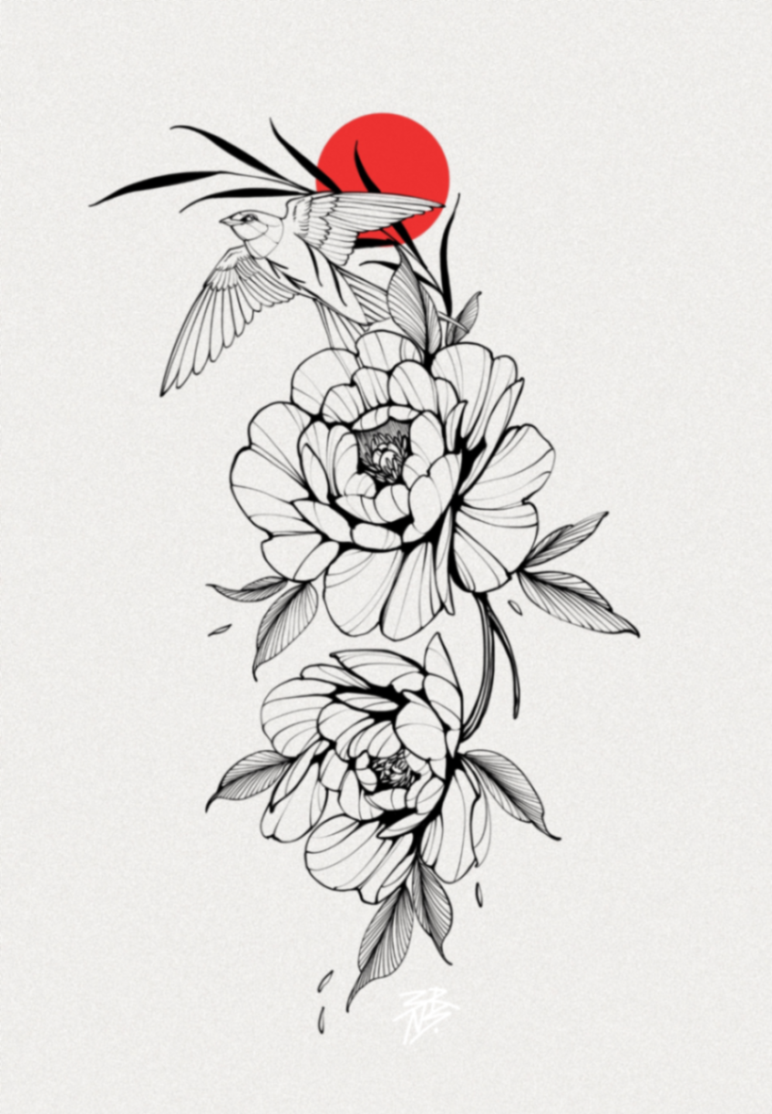 Golondrina & peonias